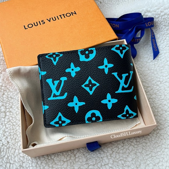 Auth BN Louis Vuitton Blue Monogram Playground Slender Wallet - BNIB - Picture 4 of 10